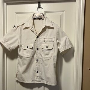 Vintage 70’s Levi's Cream Short Sleeve Button Down Shirt